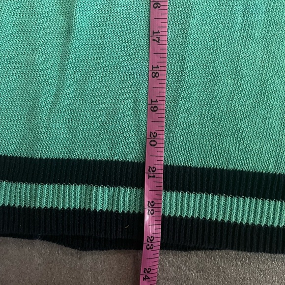 [L]Talbots Mint and Black V-Neck 100 Linen Sweater - Picture 4 of 6